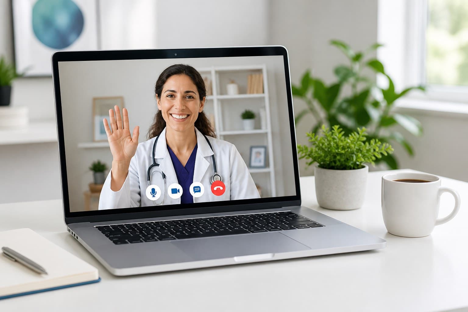 Patient joining a secure virtual appointment with a physician on a laptop