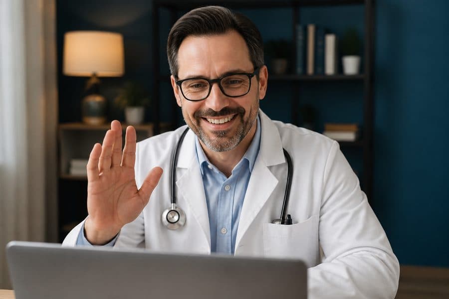 Doctor speaking with a patient during a follow-up virtual visit