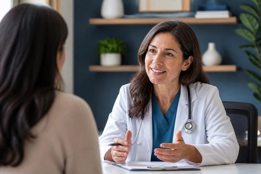 Physician consulting with a patient about a general health concern